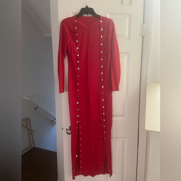 Red double snap maxi dress 2X - Picture 2 of 4
